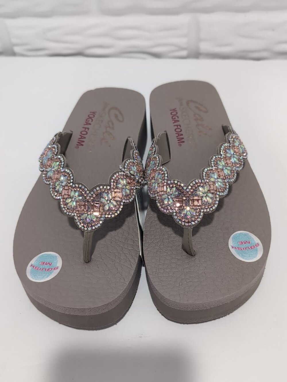 Skechers Cali Women’s Size 7 Vinyasa Happy Spring Thong Yoga Foam Taupe Sandals